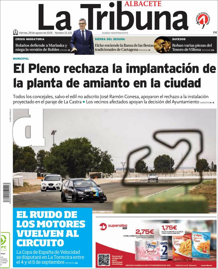 Portada de La Tribuna de Albacete (Espa&ntilde;a)