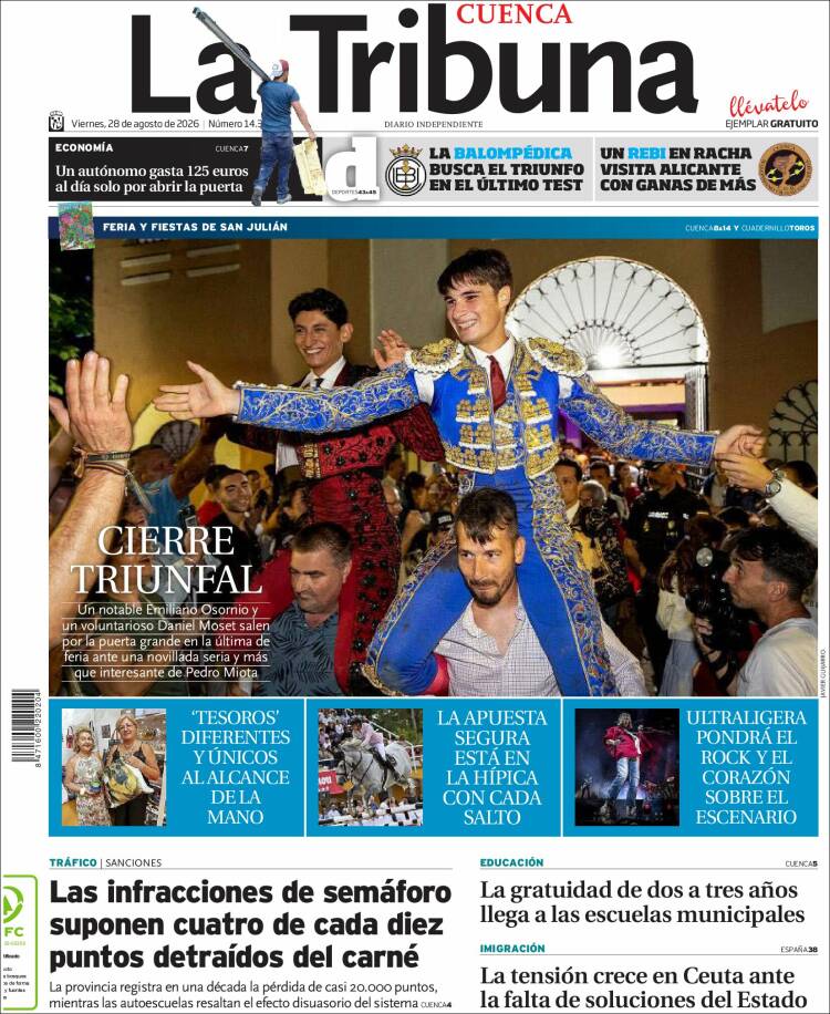 Portada de La Tribuna de Cuenca (Espa&ntilde;a)