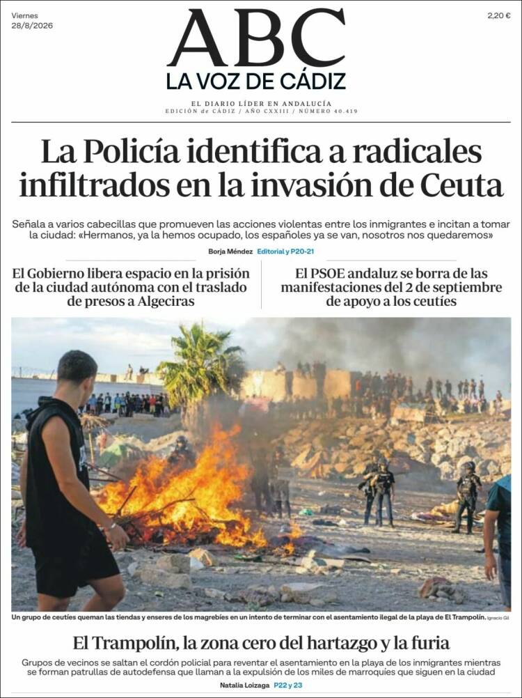 Portada de La Voz de Cádiz (Espa&ntilde;a)