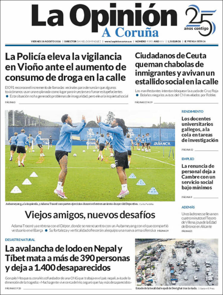 Portada de La Opinión de A Coruña (Espa&ntilde;a)