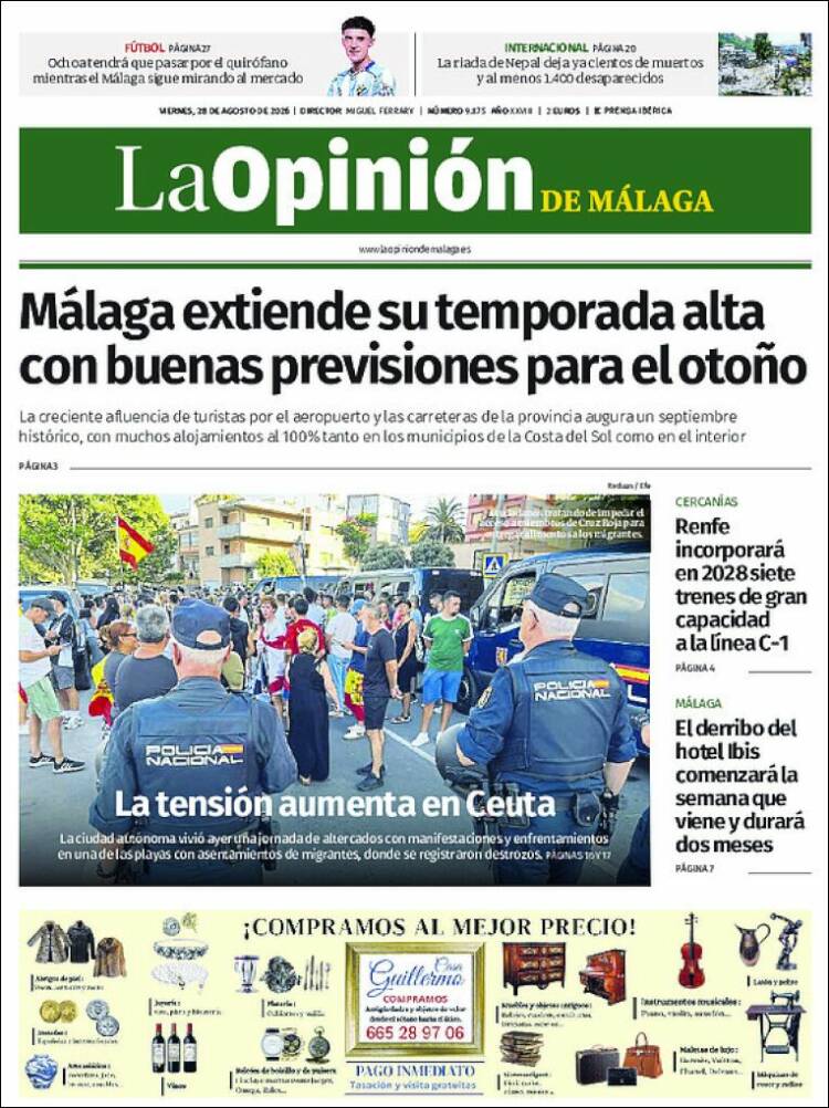 Portada de La Opinión de Málaga (Espa&ntilde;a)