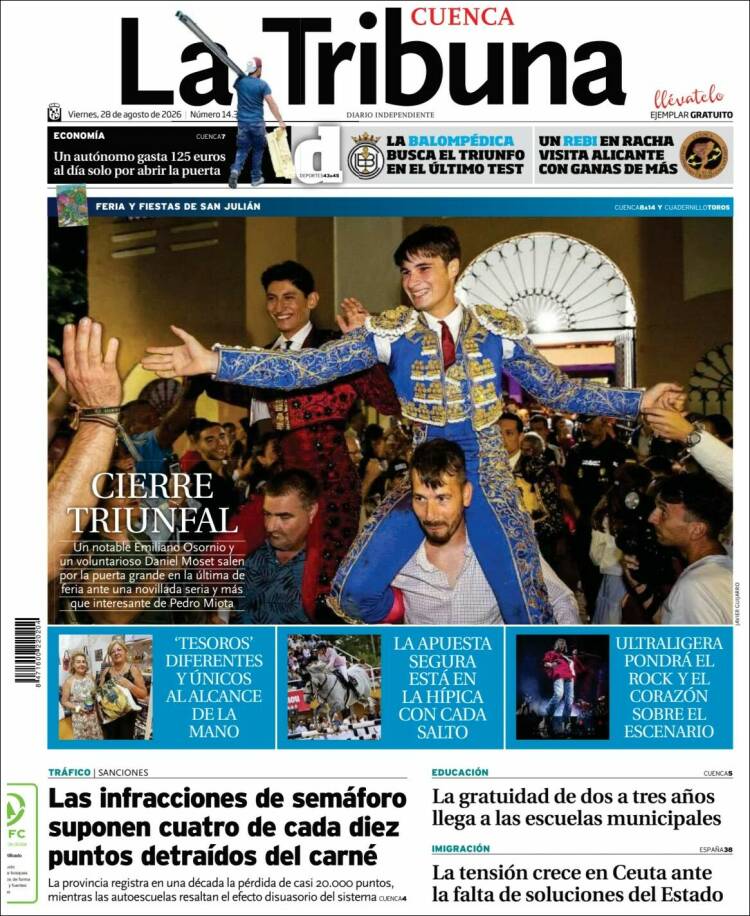 Portada de La Tribuna de Cuenca (Espa&ntilde;a)