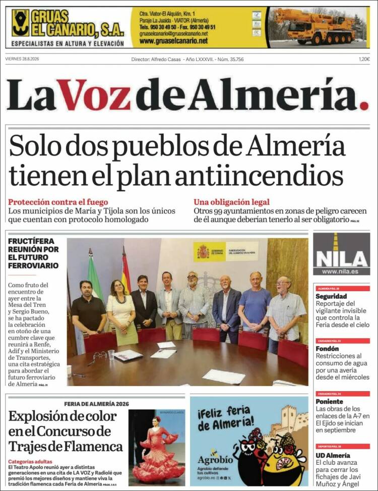 Portada de La Voz de Almería (Espa&ntilde;a)