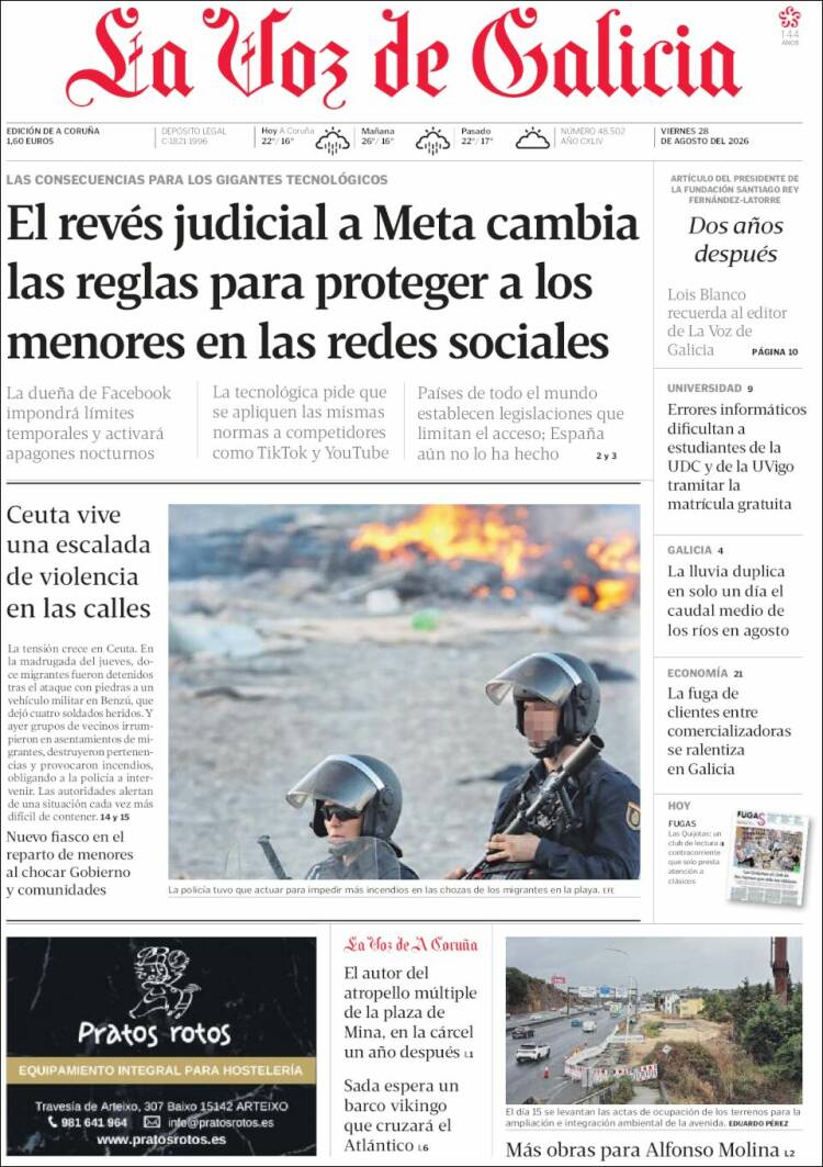 Portada de La Voz de Galicia (Espa&ntilde;a)