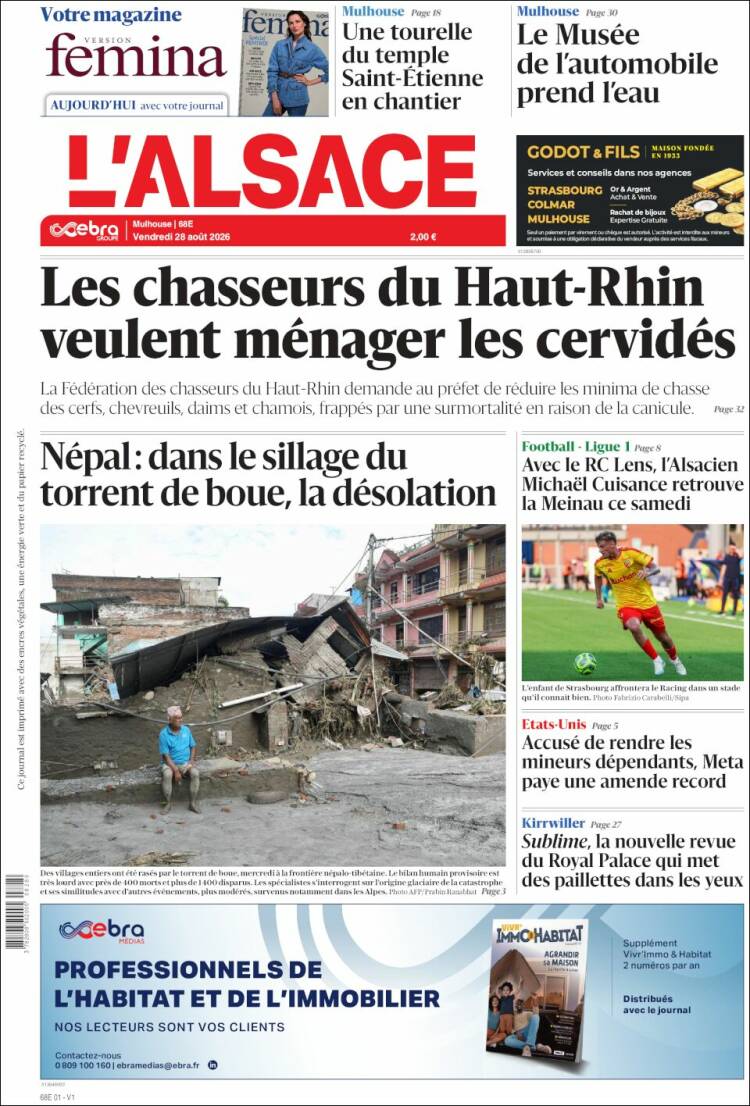 Portada de Journal L'Alsace (Francia)
