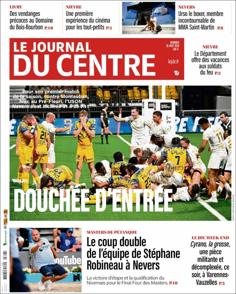 Portada de Le Journal du Centre (Francia)