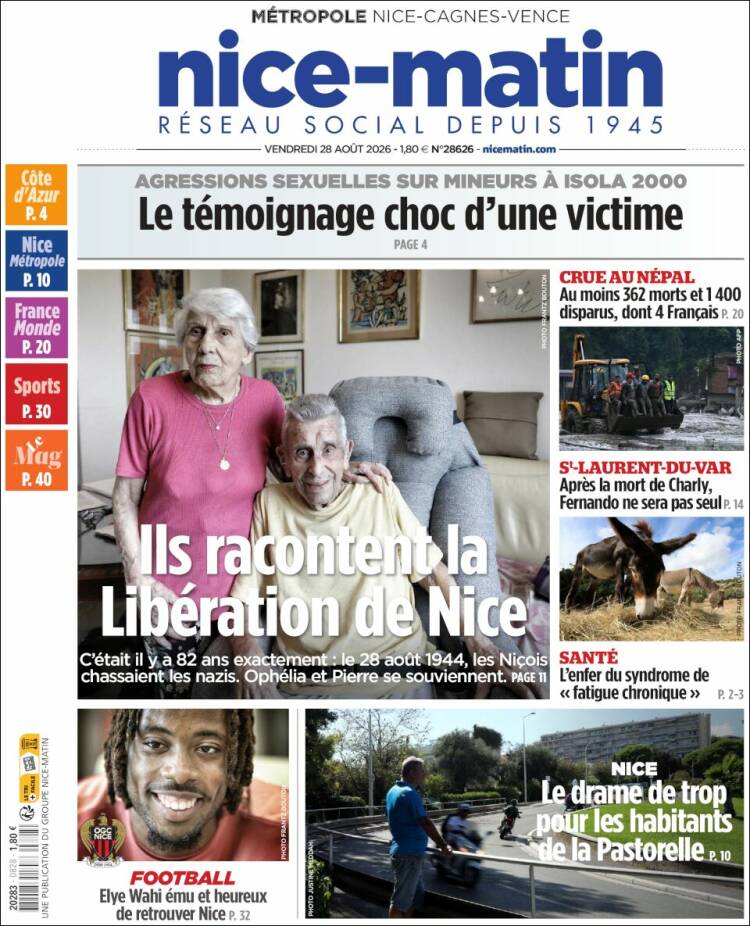 Portada de Nice-Matin (Francia)