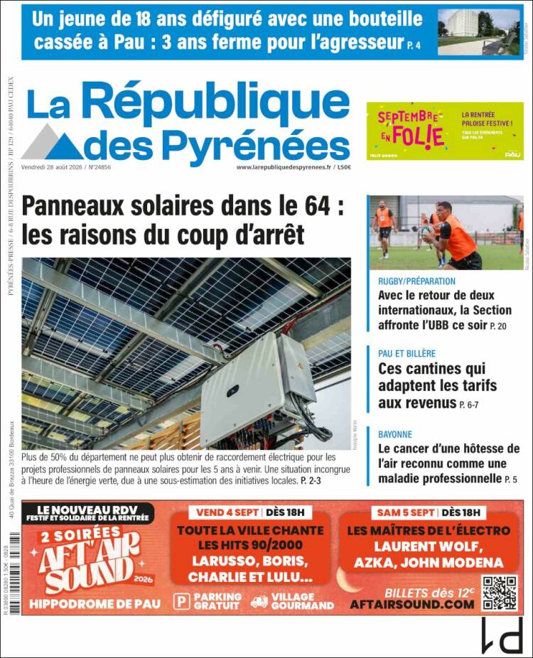 Portada de La République des Pyrénées (Francia)