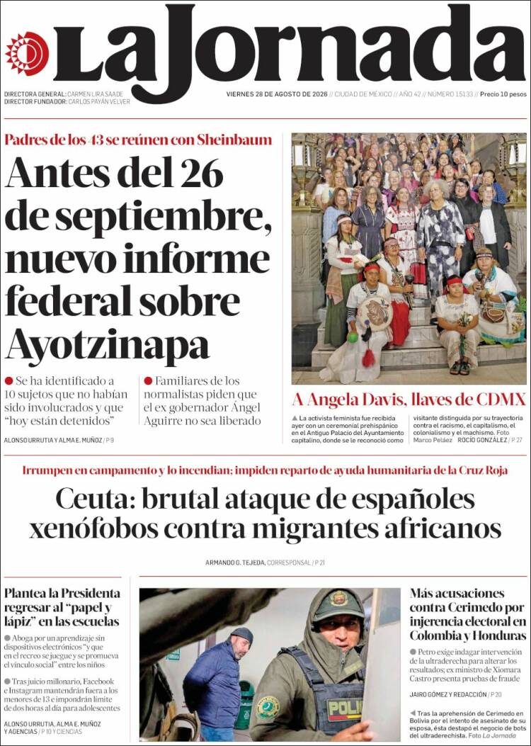 Portada de La Jornada (Mexico)