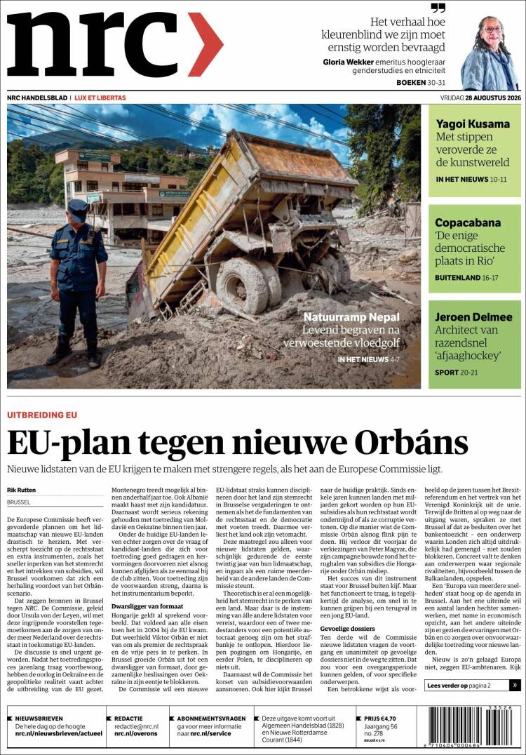 Portada de NRC Handelsblad (Pa&iacute;ses Bajos)