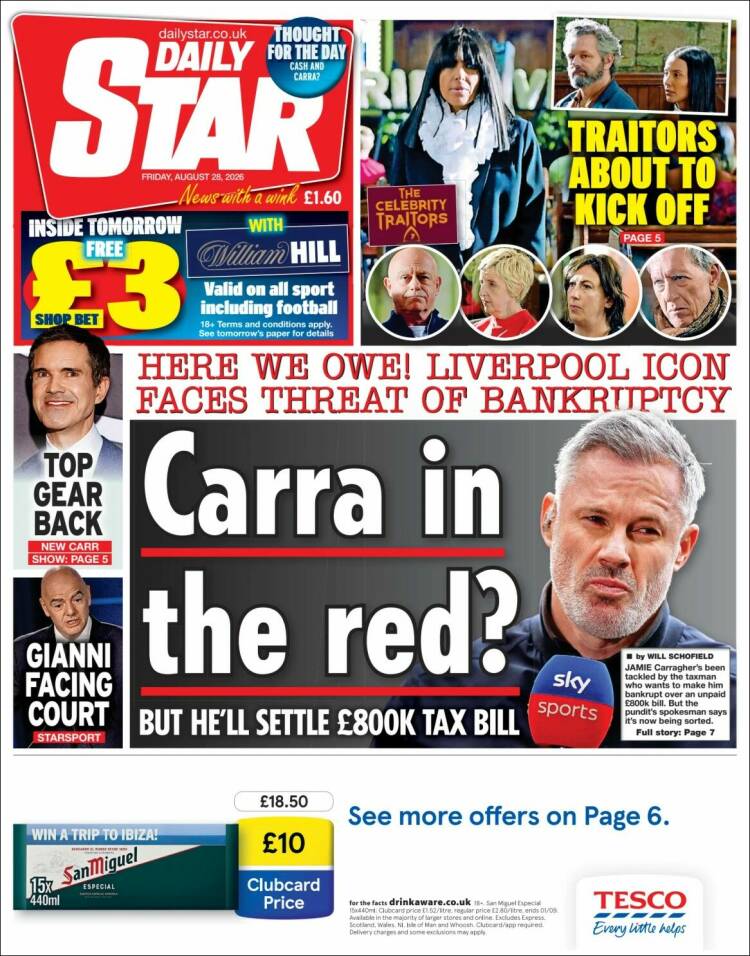 Portada de Daily Star (Reino Unido)