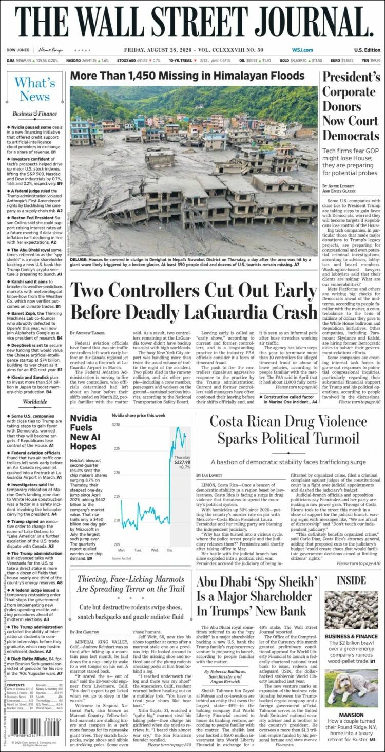 Portada de Wall Street Journal (USA)