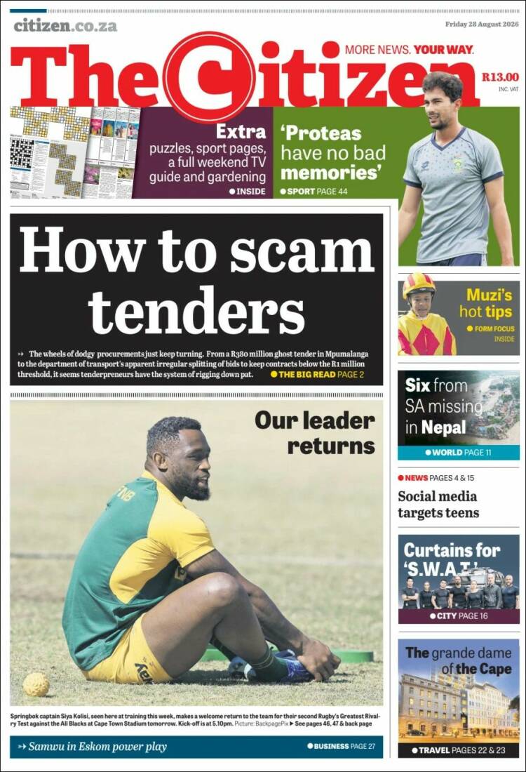 Portada de The Citizen (Sud&aacute;frica)