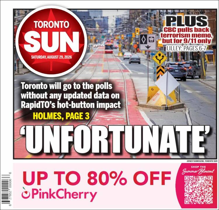 Portada de The Toronto Sun (Canada)