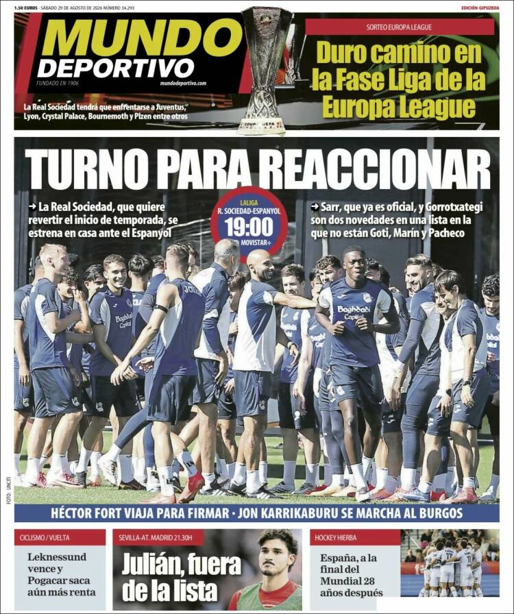 Portada de Mundo Deportivo Gipuzkoa (Espa&ntilde;a)
