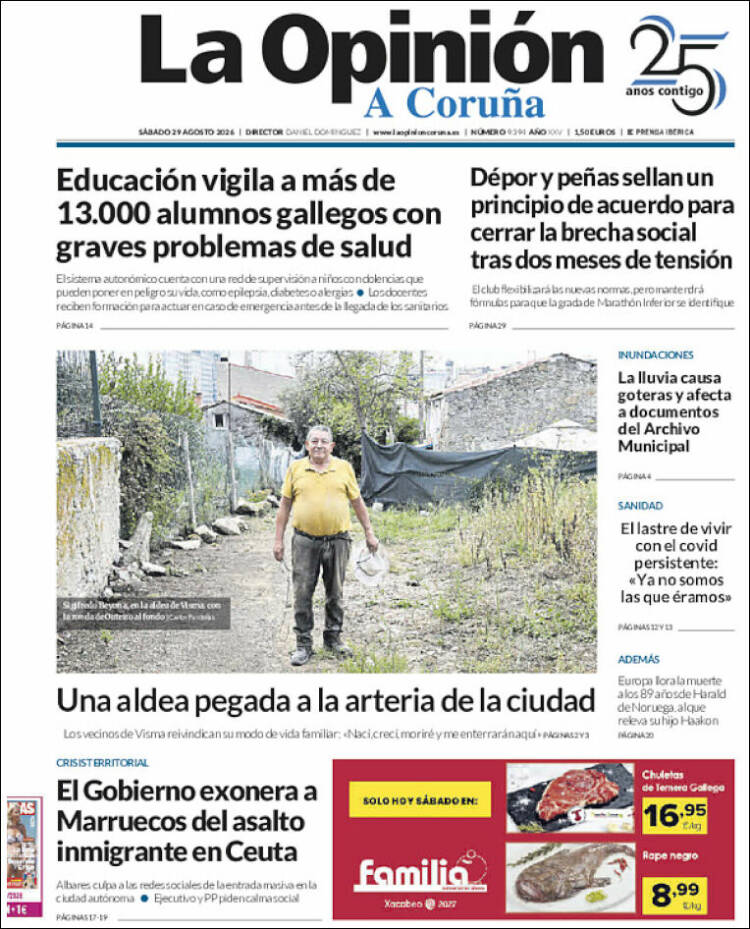 Portada de La Opinión de A Coruña (Espa&ntilde;a)