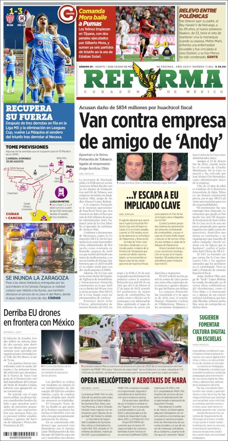 Portada de Reforma (M&eacute;xico)