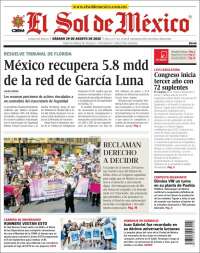Portada de El Sol de México (M&eacute;xico)
