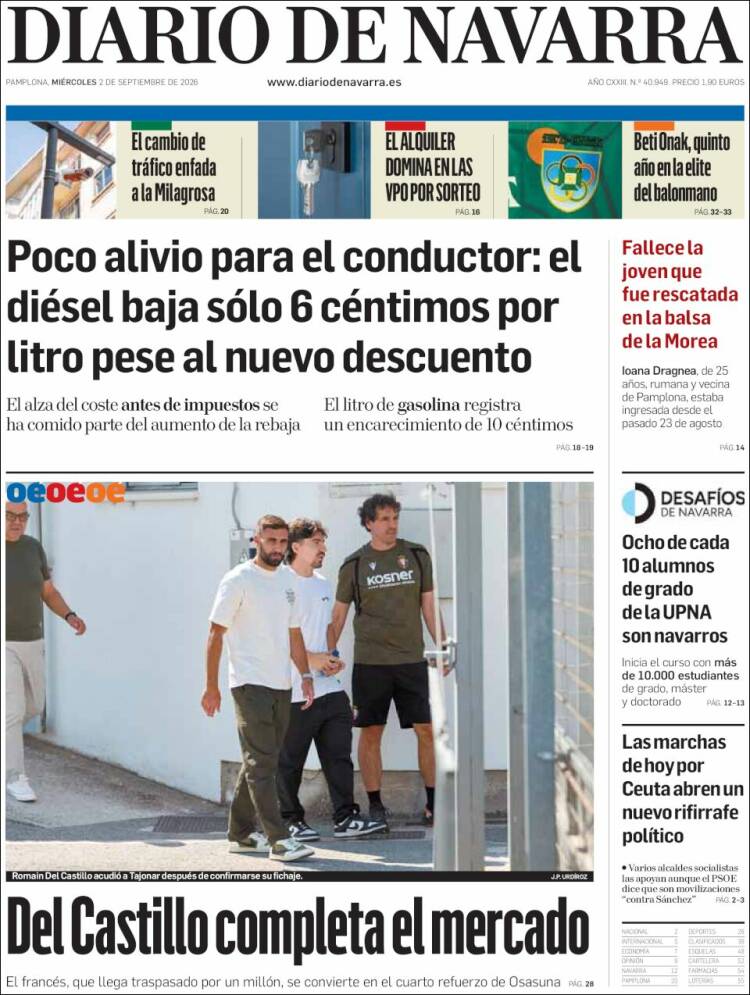 Portada de Diario de Navarra (Espa&ntilde;a)