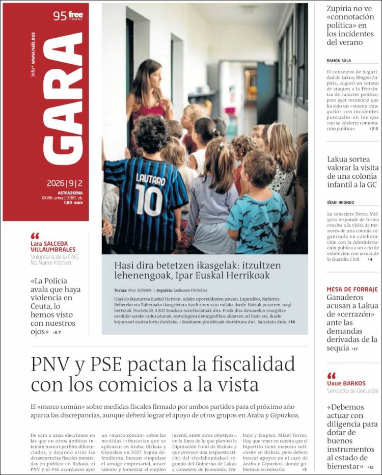 Portada de Gara (Spain)