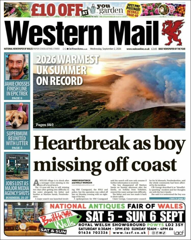 Portada de Western Mail (Royaume-Uni)