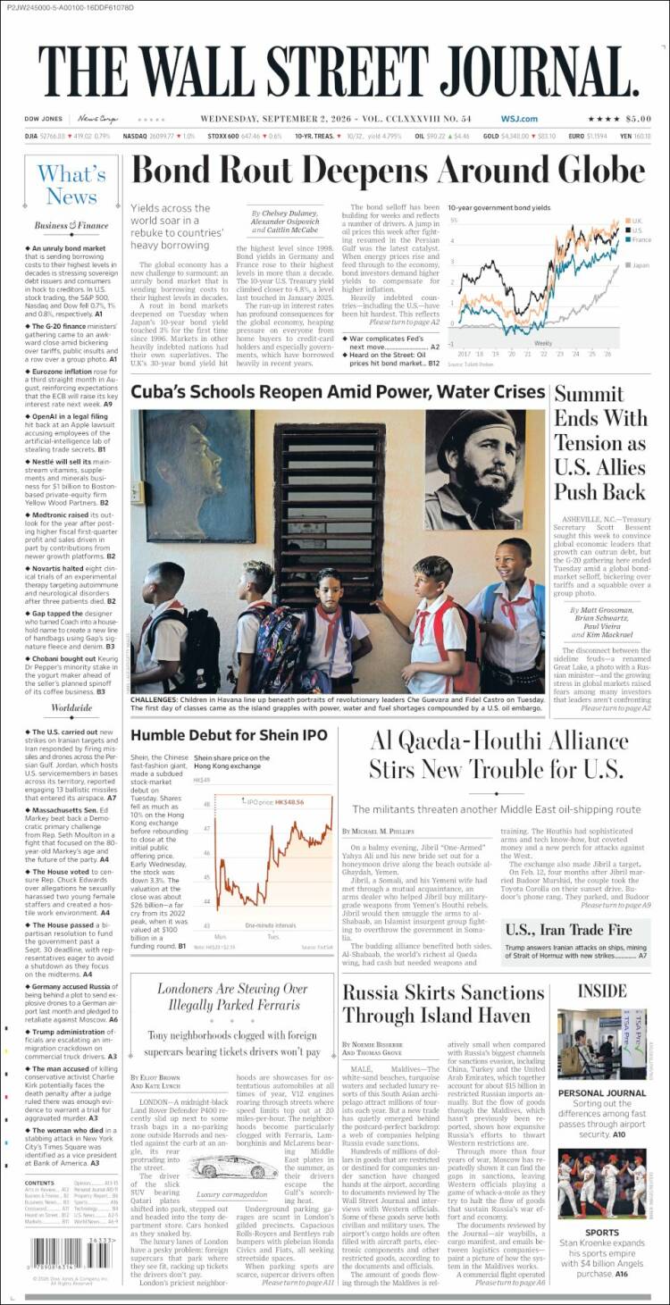 Portada de Wall Street Journal (&Eacute;tats-Unis)