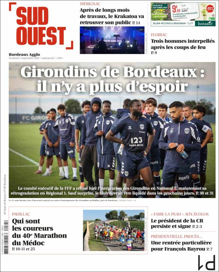 Portada de Sud Ouest (France)