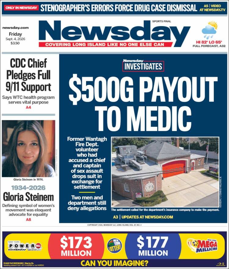 Portada de Newsday (&Eacute;tats-Unis)