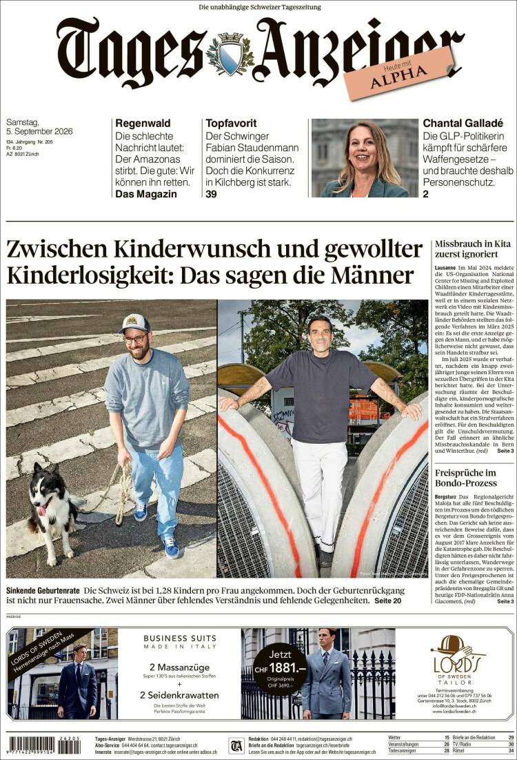 Portada de Tages-Anzeiger (Suisse)