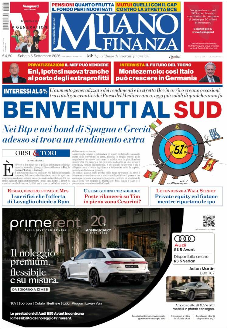 Portada de Milano Finanza (Italie)