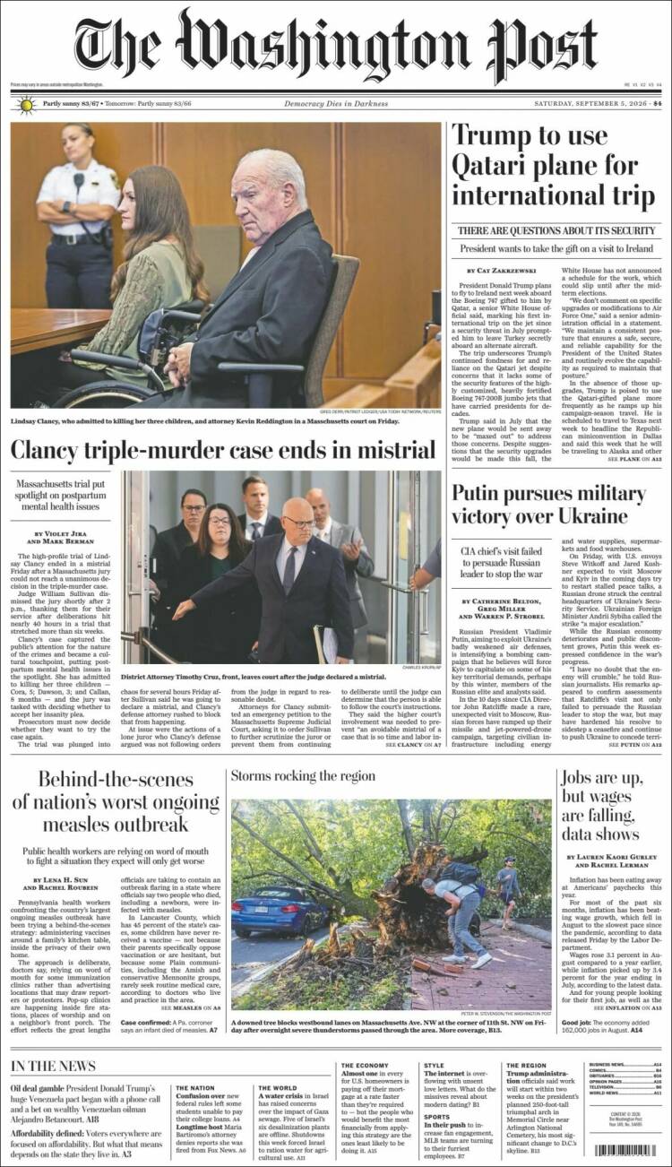 Portada de The Washington Post (&Eacute;tats-Unis)