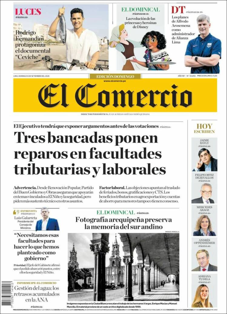 Portada de El Comercio (P&eacute;rou)