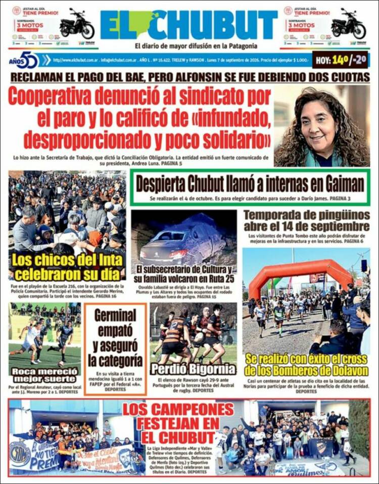 Portada de El Chubut (Argentina)
