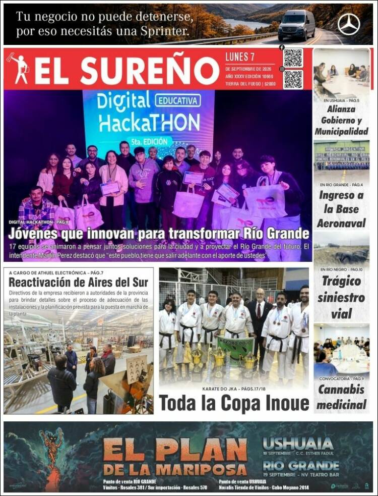 Portada de Diario El Sureño (Argentina)