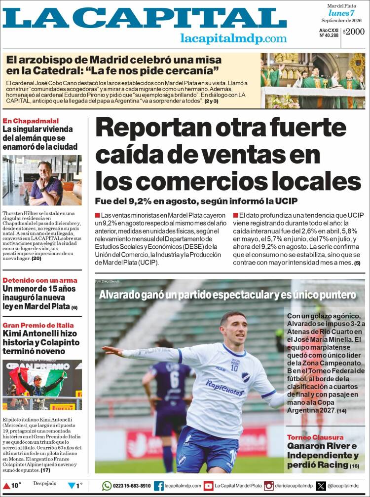 Portada de Diario La Capital - Mar del Plata (Argentina)