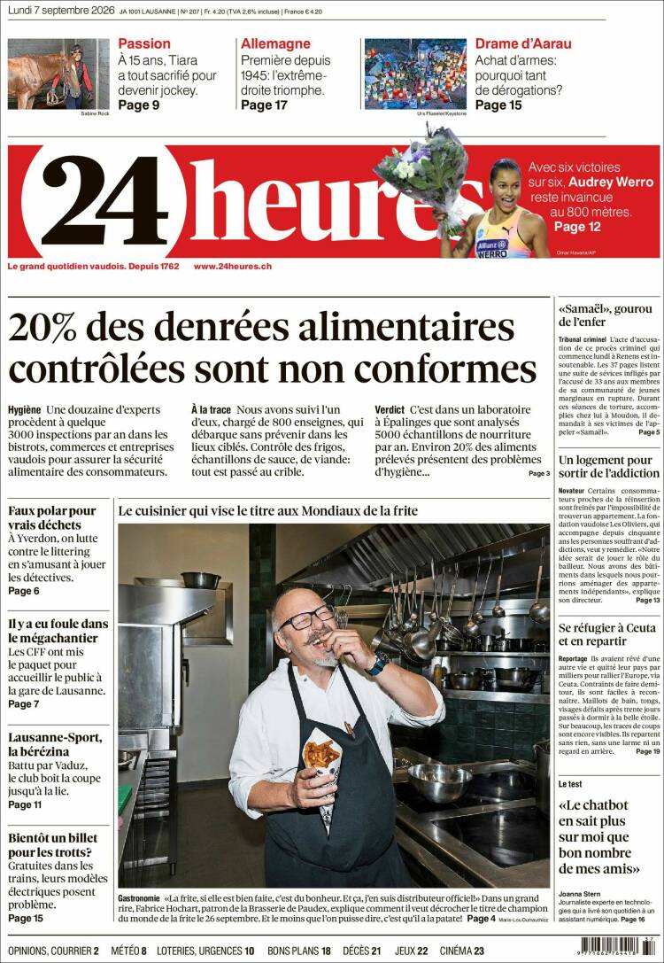 Portada de 24 Heures (Suiza)