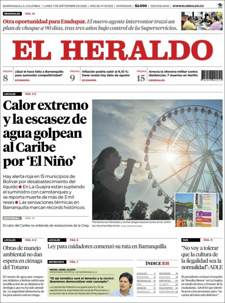 Portada de El Heraldo (Colombia)