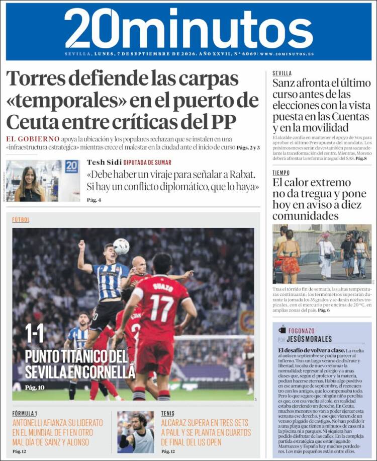Portada de 20 Minutos - Sevilla (Espa&ntilde;a)