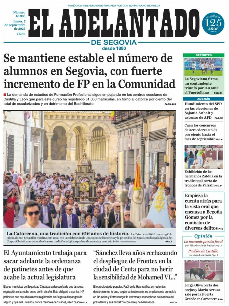 Portada de El Adelantado de Segovia (Espa&ntilde;a)