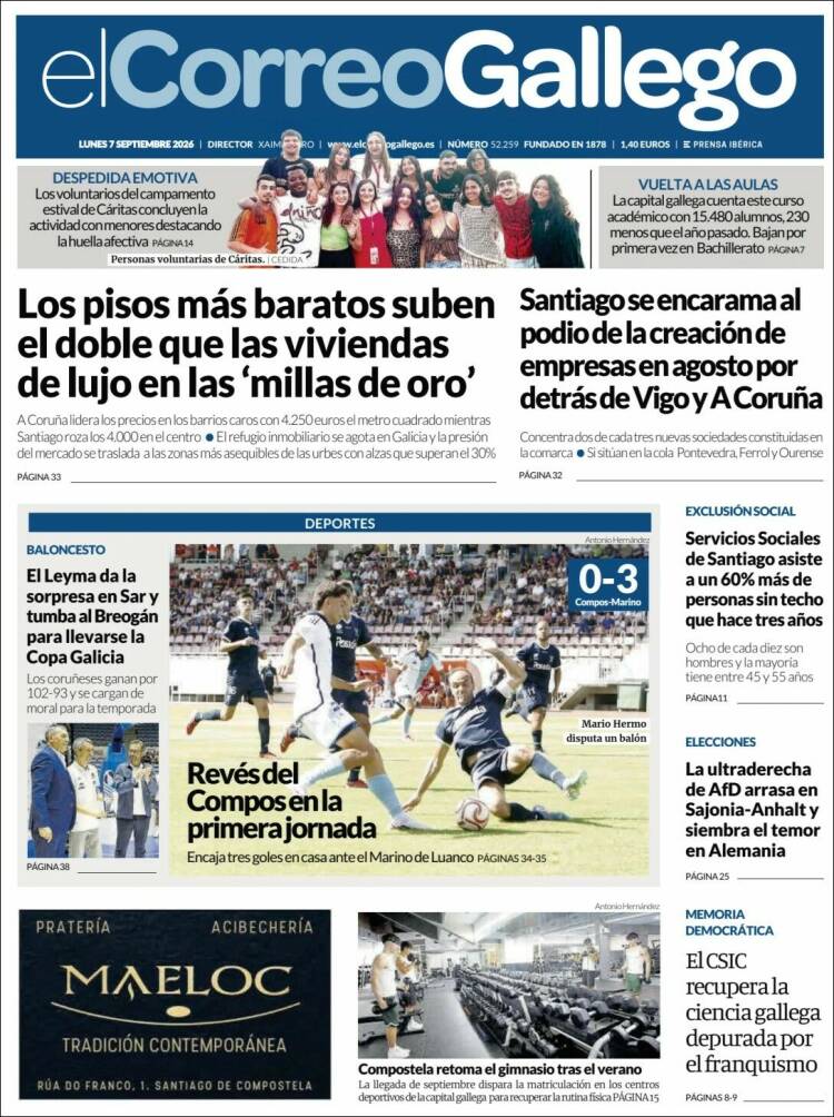 Portada de El Correo Gallego (Espa&ntilde;a)