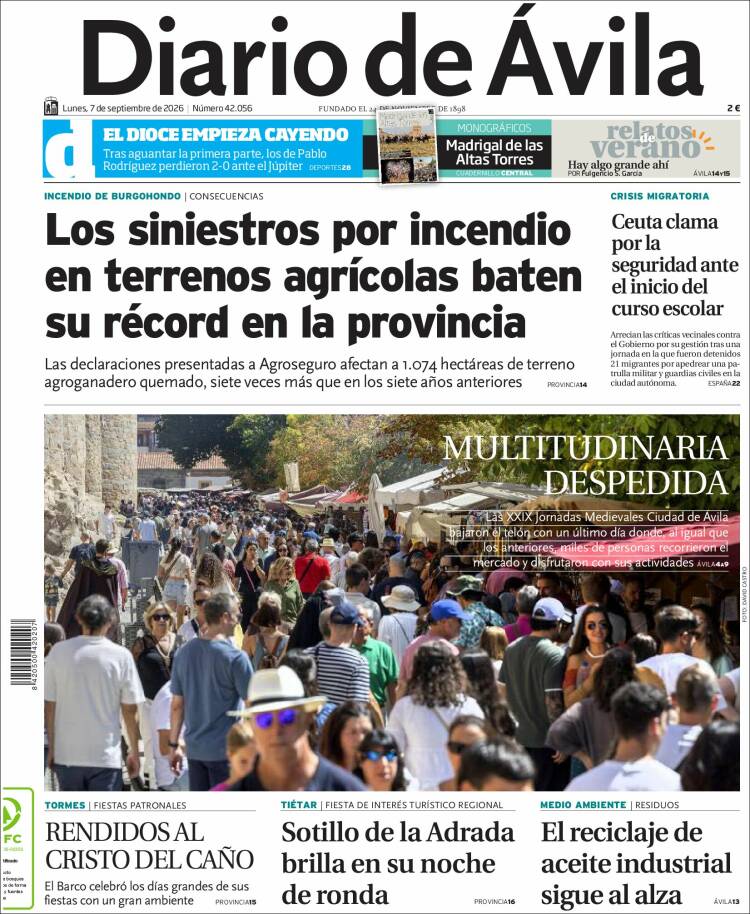 Portada de Diario de Ávila (Espa&ntilde;a)