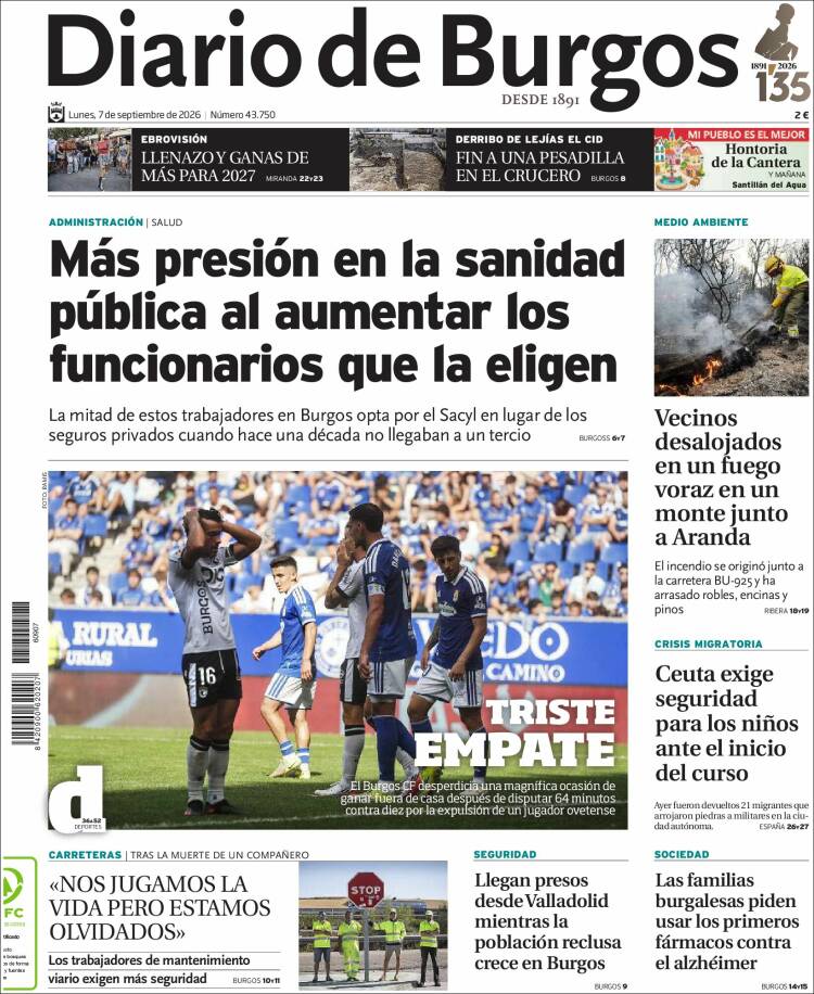 Portada de Diario de Burgos (Espa&ntilde;a)