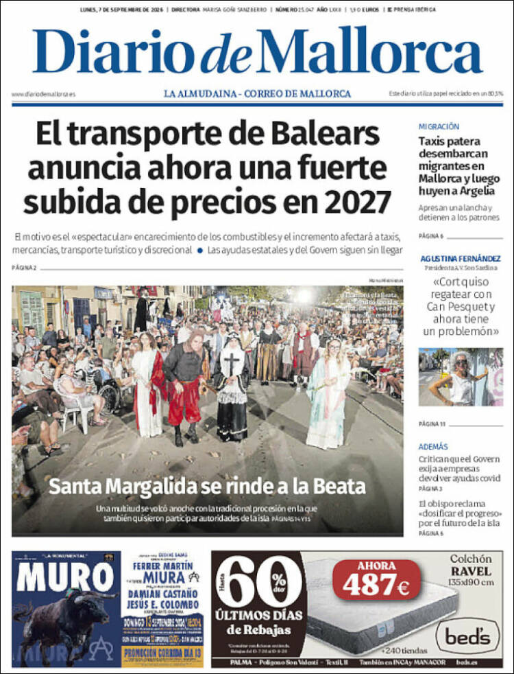 Portada de Diario de Mallorca (Espa&ntilde;a)