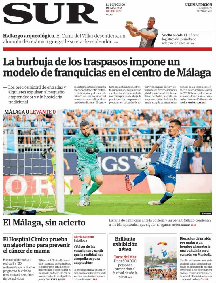 Portada de Diario el Sur (Espa&ntilde;a)