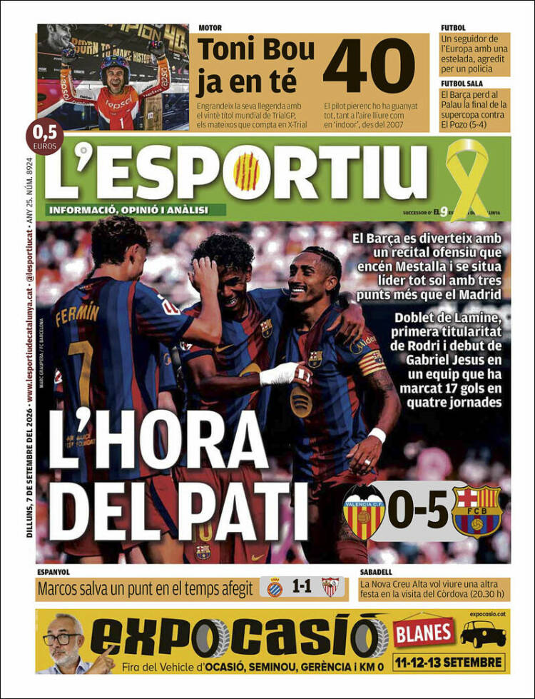 Portada de L'Esportiu (Espa&ntilde;a)