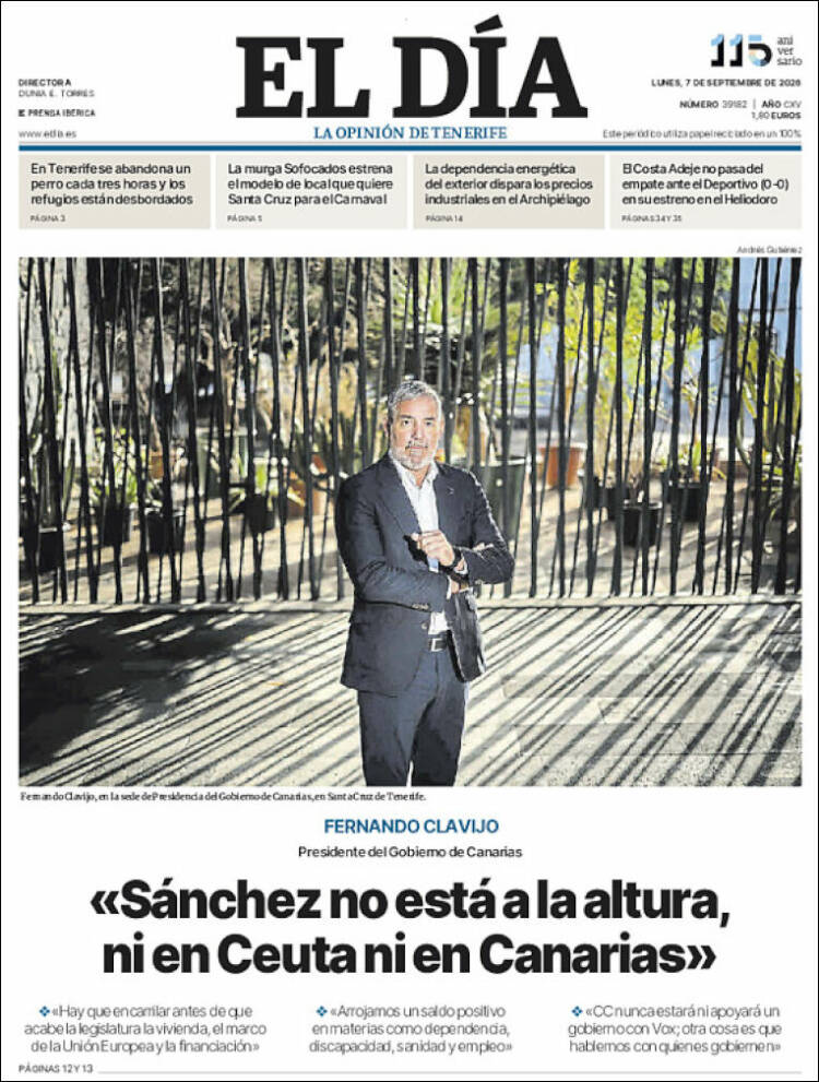 Portada de El Día (Espa&ntilde;a)