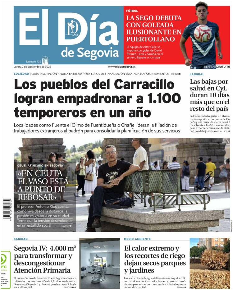 Portada de El Día de Segovia (Espa&ntilde;a)