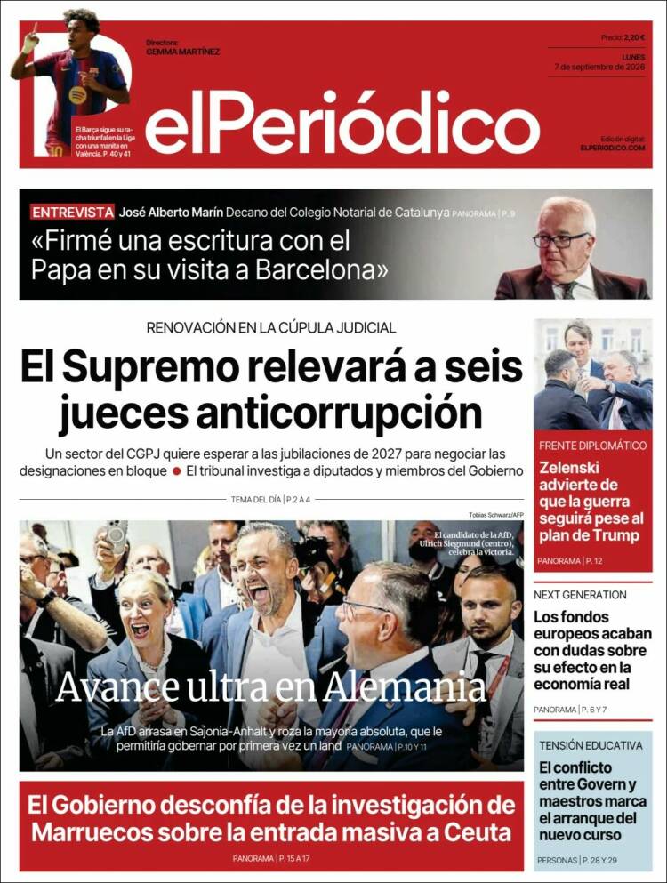 Portada de El Periódico (Espa&ntilde;a)