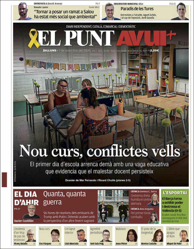 Portada de El Punt Avui (Espa&ntilde;a)