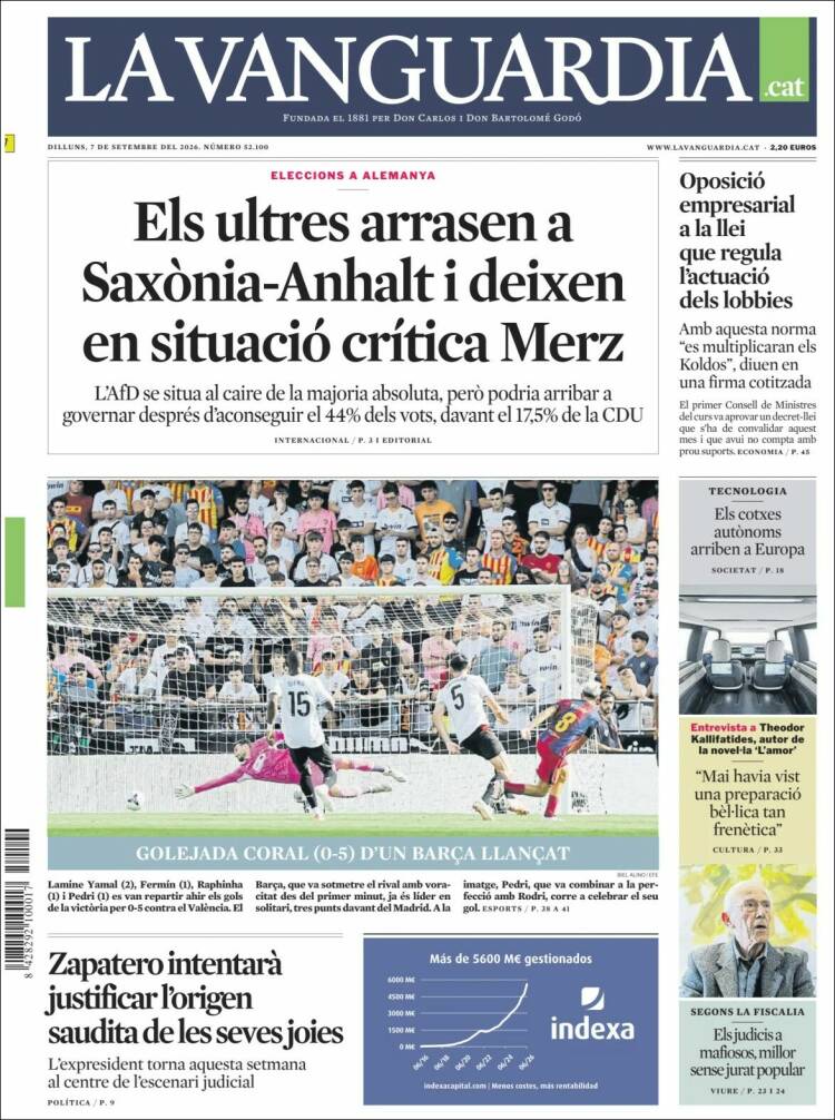 Portada de La Vanguardia (Espa&ntilde;a)